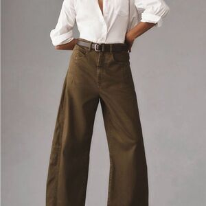 Anthropologie The Kenna Mid-Rise Heritage Barrel Jean in Garden Green Size 29